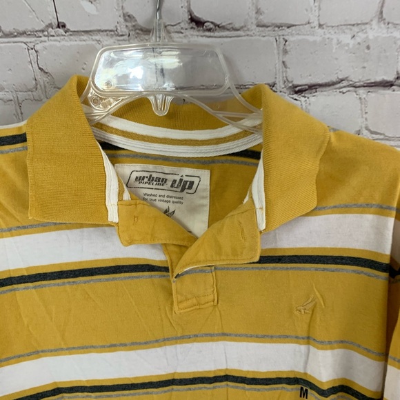 Sold Urban Pipeline Yellow White Stripe Polo Shirt - Picture 2 of 6